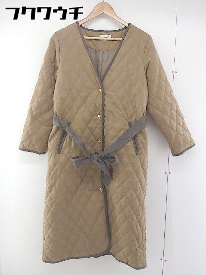 ■ ◎ natural couture NICE CLAUP ウエストリボン付き 長袖 コート サイズF ベージュ系 レディース 【中古】 【1106040005261】