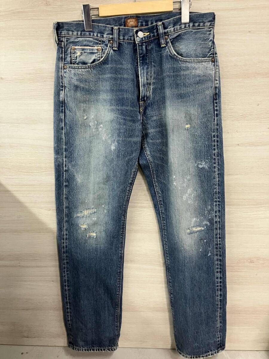 EDWIN E50550 505ZX ダメージ加工ルーズストレートデニム サイズW33 ブルー系 エドウィン