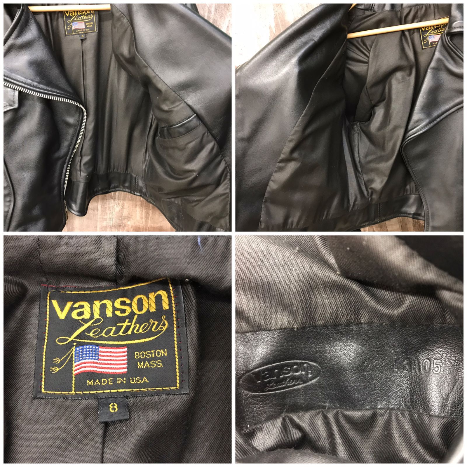 vanson バンソン USA製 ダブルライダース レザージャケット ブラック 