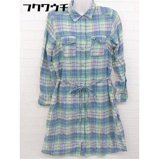 ◇ ◎ green label relaxing UNITED ARROWS チェック 長袖 膝下丈 シャツ ワンピース ブルー系 マルチ レディース 【中古】 【1106100003893】 4,631円