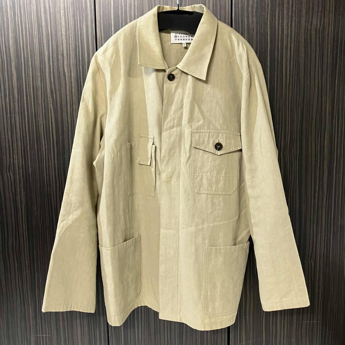 20ss MAISON MARGIELA 10 linen jacket ポケットデザインリネンシャツジャケット サイズ46 ベージュ メゾンマルジェラ