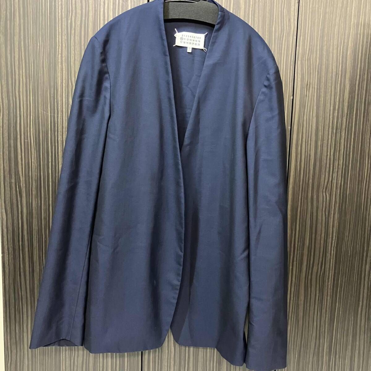 19ss Maison Margiela ボタンレステーラードジャケットノーカラー サイズ46 ネイビー メゾンマルジェラ