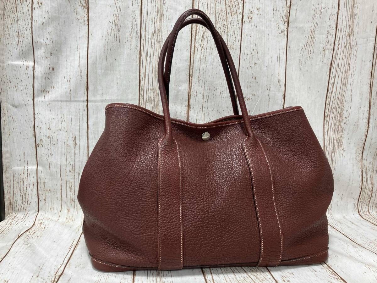 HERMES エルメス ガーデンパーティ □Q 茶 バッグ