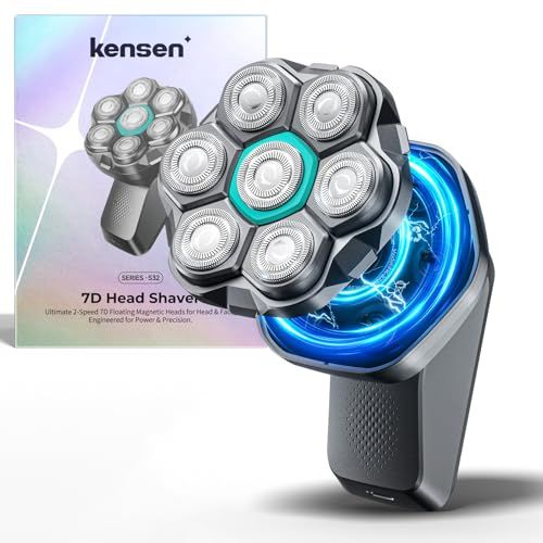 【新品】スキンヘッド用シェーバー 120枚刃 2段階スピード 7Dスキンヘッド マグネット着脱式 ハゲ用 坊主用 頭髪シェーバー パワーフル 坊主頭 髭剃り 男女兼用 IPX6防水 乾湿両用 スキンヘッド用バリカン メンズシェーバー 7D回転 066256b4