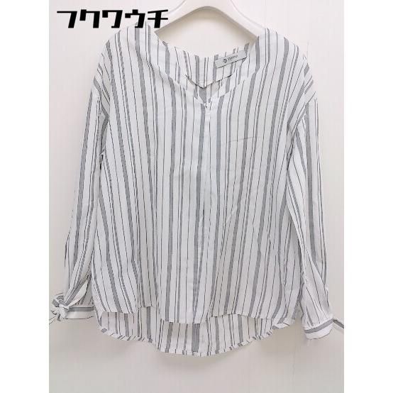 ◇ nano&co ナノアンドコー nano universe 長袖 ブラウス カットソー サイズ36 ホワイト ブラック系 レディース 【中古】 【1111080006499】