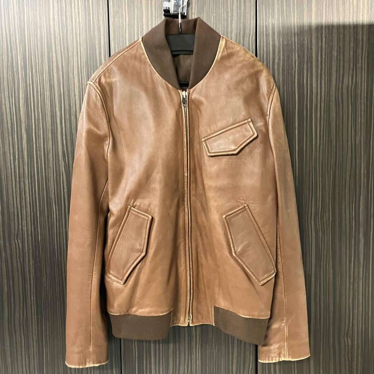09aw Martin Margiela 14 leather blouson ラムレザーブルゾン サイズ46 ブラウン マルタンマルジェラ