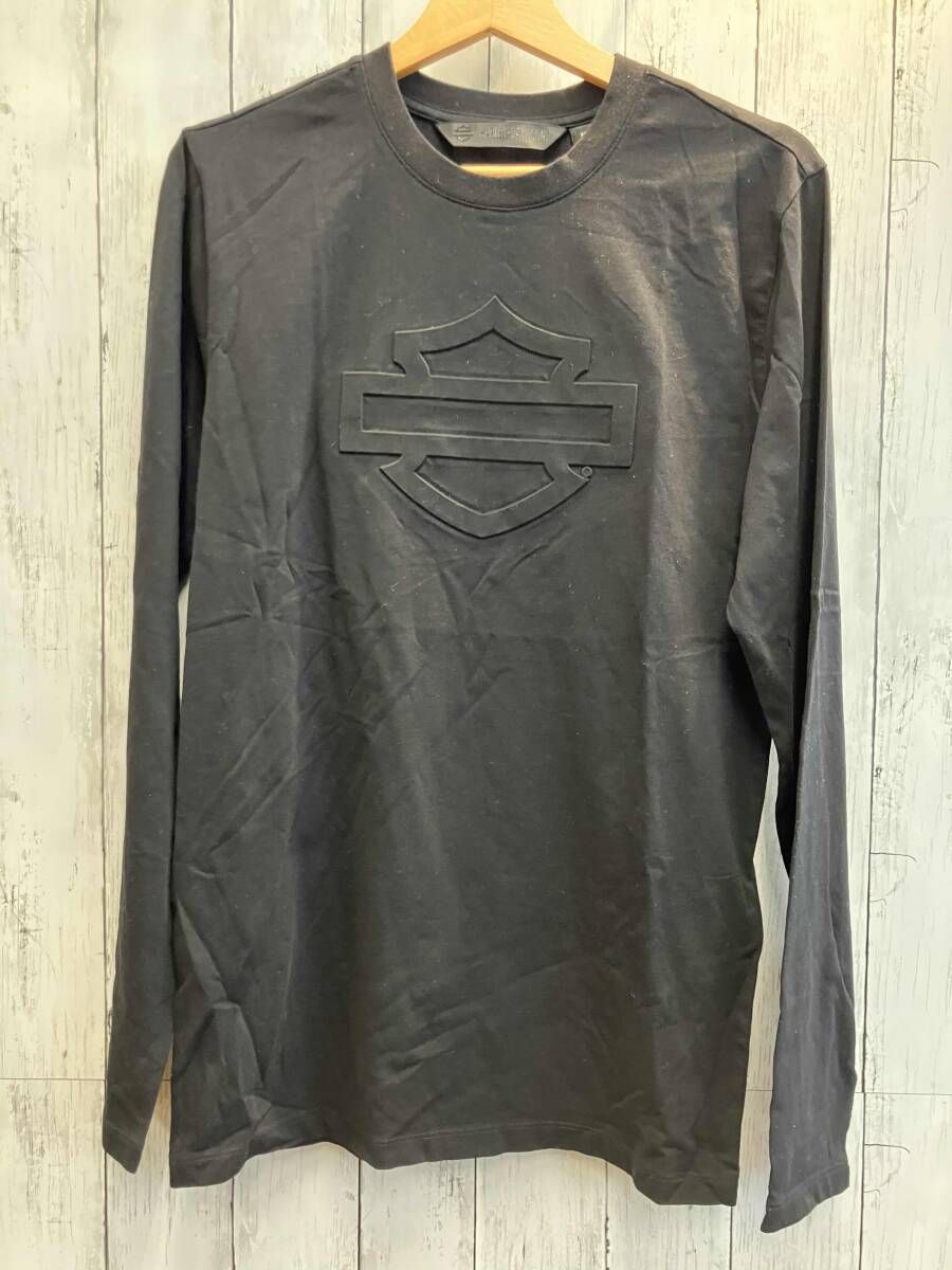 HARLEY DAVIDSON ハーレーダビッドソン　エンボスTee Sサイズ　ブラック　黒　長袖Tシャツ　アメリカンカジュアル