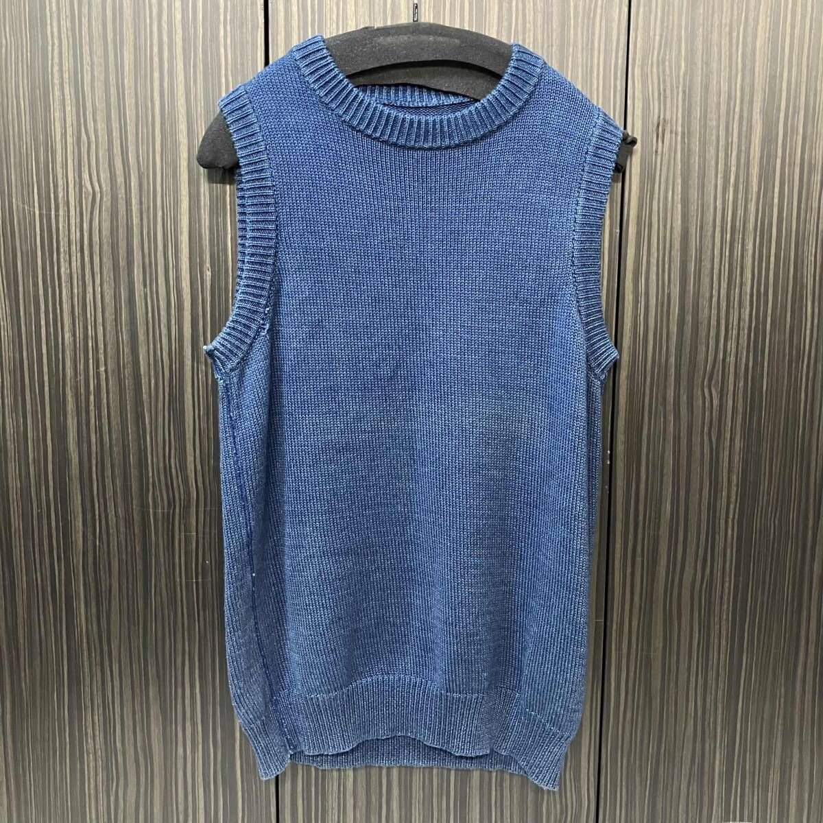 01ss MARTIN MARGIELA MIISS DEANA コットンワッフルベスト サイズS ネイビー マルタンマルジェラ