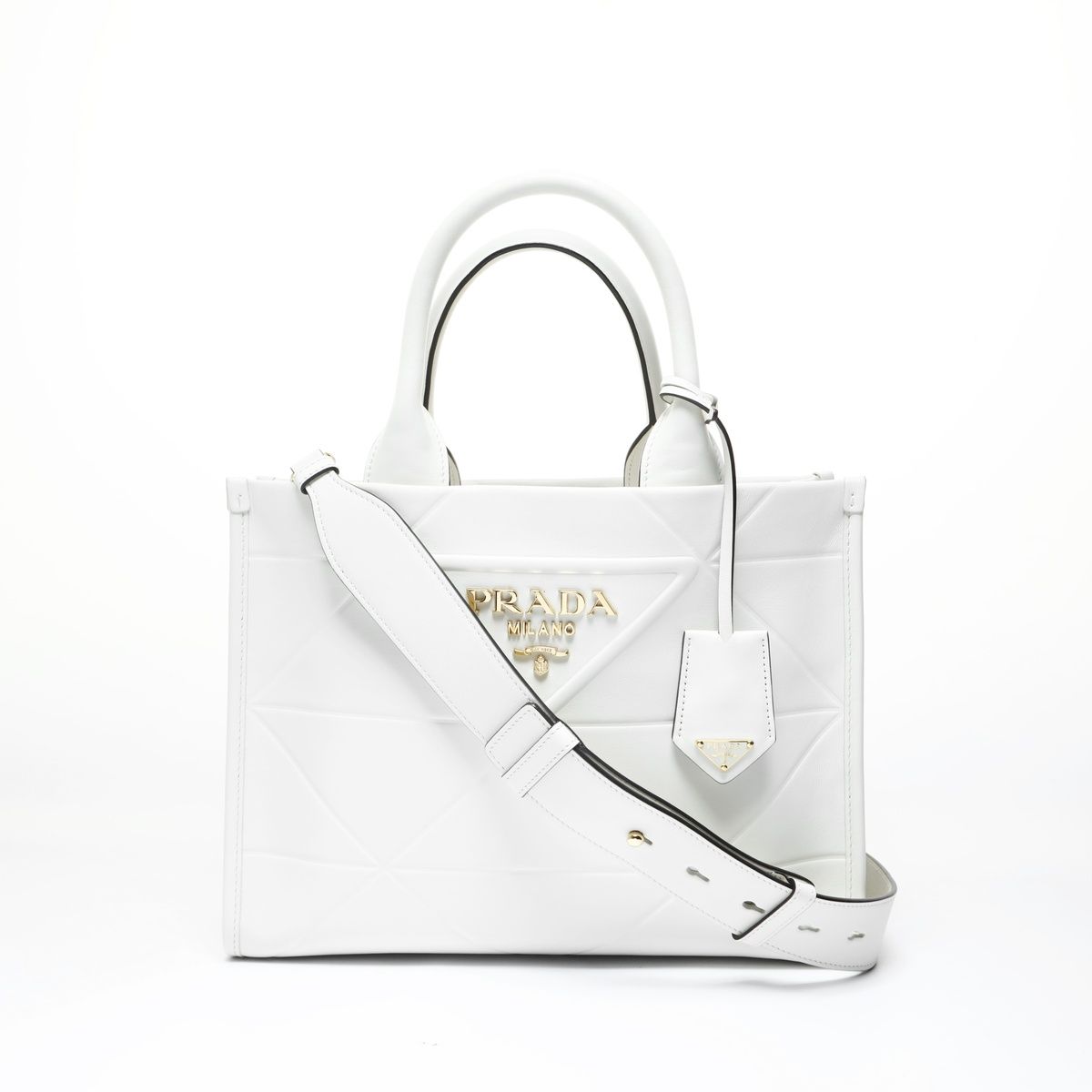PRADA プラダ ショルダーバッグ シンボル トップステッチ レザー【中古 