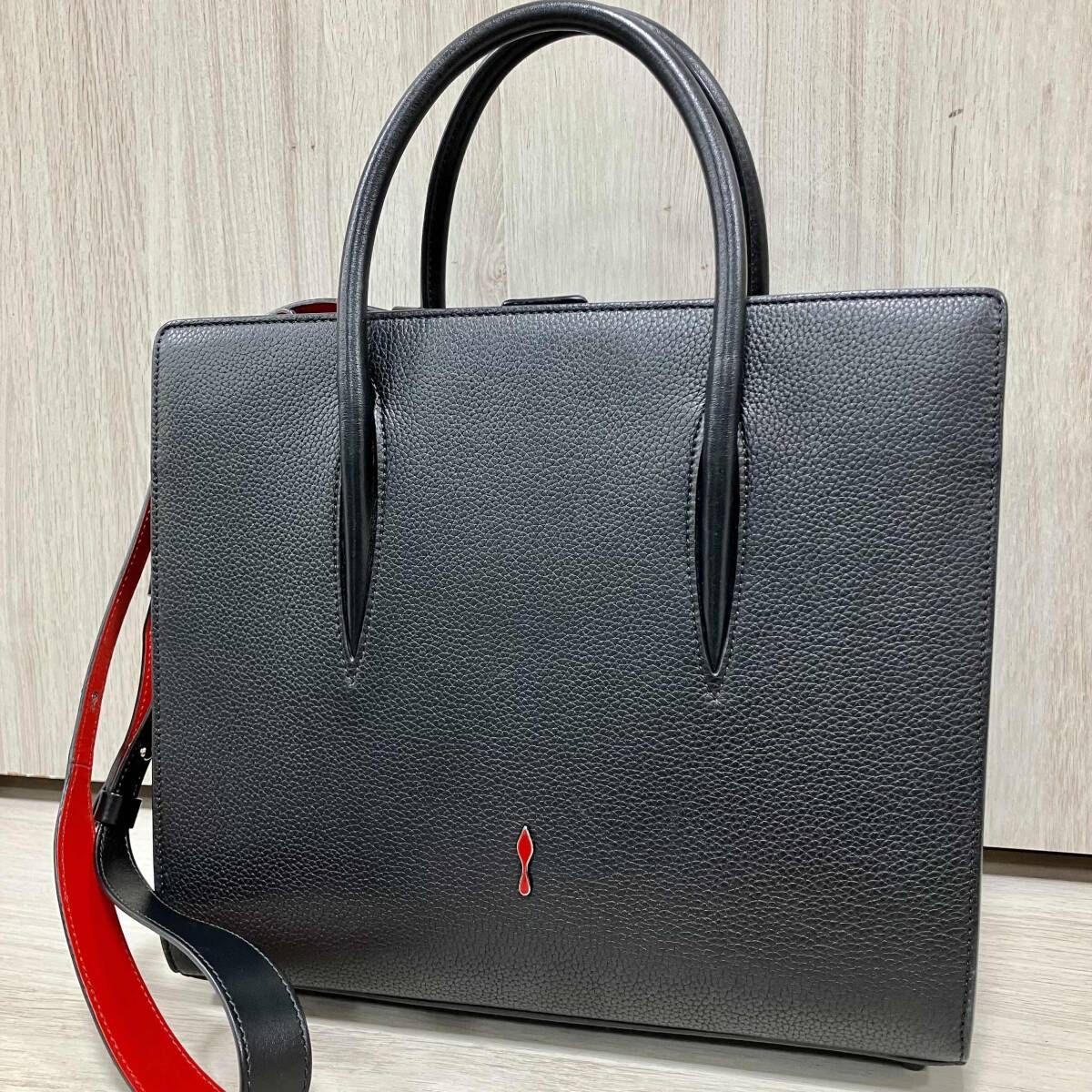 Christian Louboutin /ショルダーバッグ/2way／パロマ ウルトラブラック/17年/※内剥がれあり　ルブタン ミディアム トートバッグ 黒