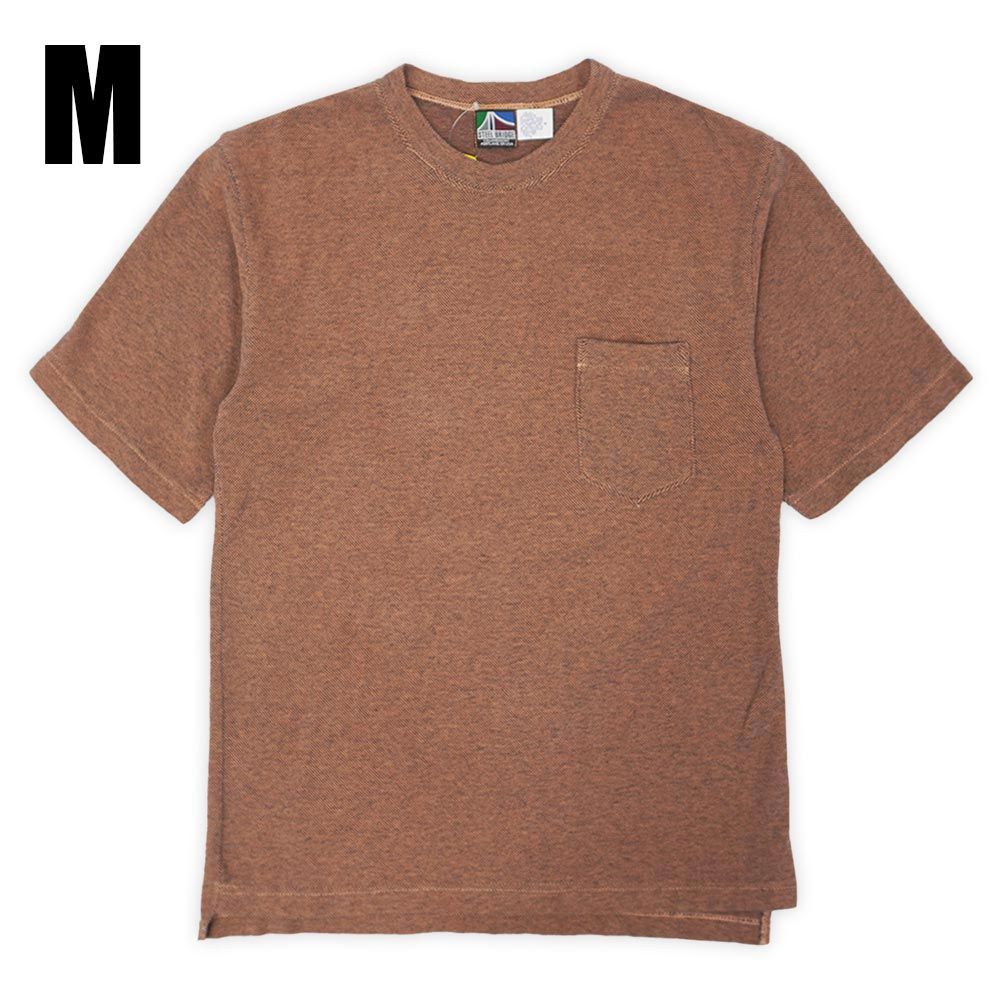 スティールブリッジ STEEL BRIDGE 未使用 デッドストック 90s 90年代 コットンピケ 鹿の子 ポケットTシャツ ポケT 無地 珍品 MADE IN USA アメリカ製 ヴィンテージ 古着 メンズ オレンジ M【中古】