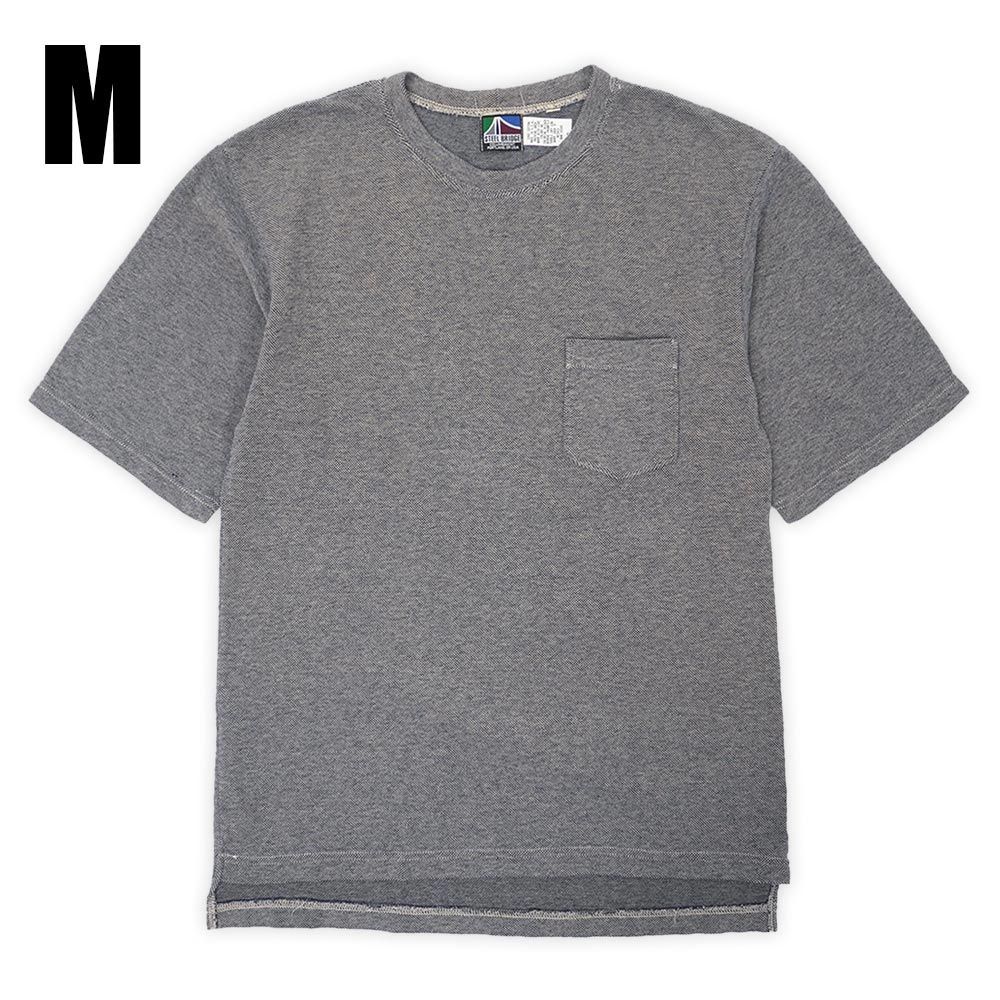 スティールブリッジ STEEL BRIDGE 未使用 デッドストック 90s 90年代 コットンピケ 鹿の子 ポケットTシャツ ポケT 無地 珍品 MADE IN USA アメリカ製 ヴィンテージ 古着 ネイビー 紺 M【中古】