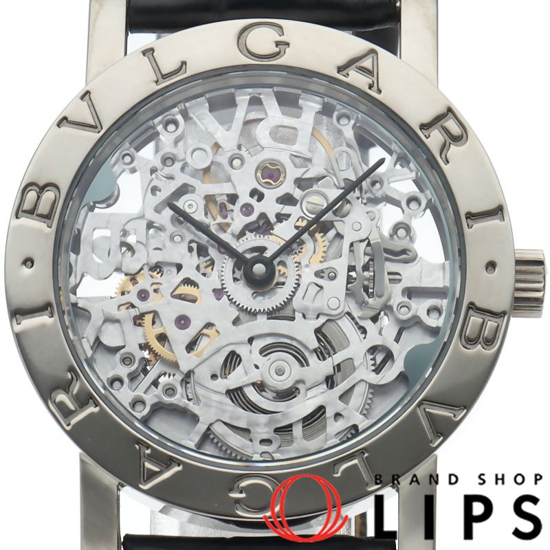 ブルガリ ブルガリブルガリ スケルトン ウォッチ 33mm BB33GLSK-W/BBW33GLSKP K18WG/革 メンズ時