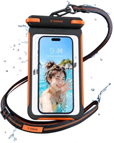TORRAS スマホ 防水ケース 【2026新型！両面高機能】IPX8完全防水 水中タッチ対応 浮く設計 お風呂/海/プール/温泉対応 7インチiPhone用 高透過率画面 顔認証 両手解放 ストラップ付き 携帯ケース 雪遊び/スキー/登山/釣り用 ブラkoe