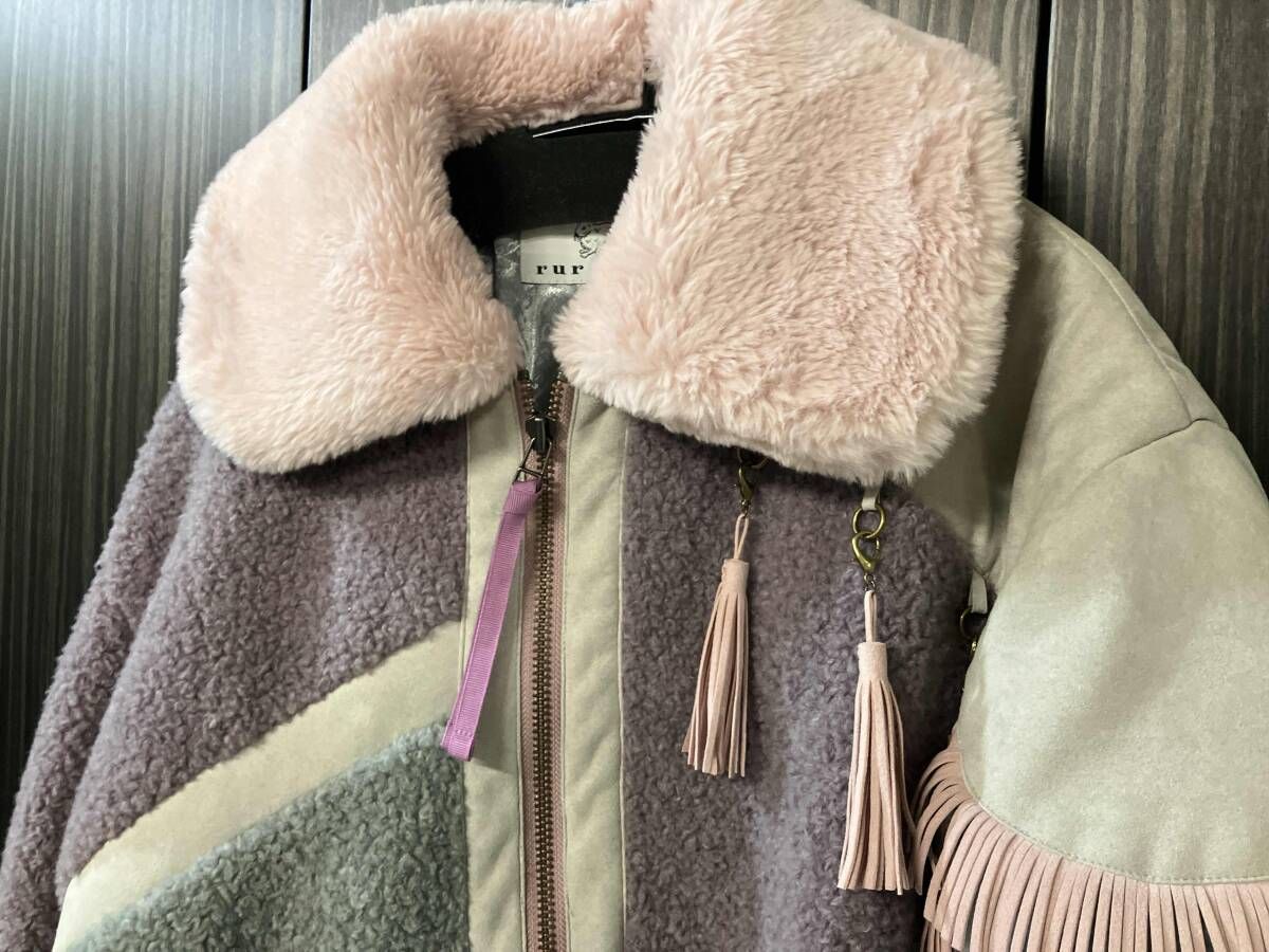 rurumu color block boa pile jacket ボアジャケット freeサイズ 