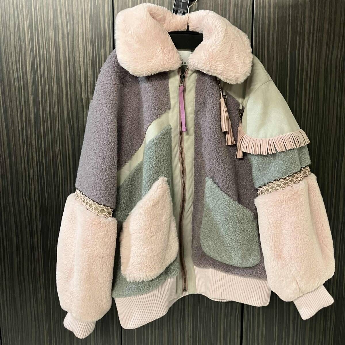 rurumu color block boa pile jacket ボアジャケット freeサイズ 