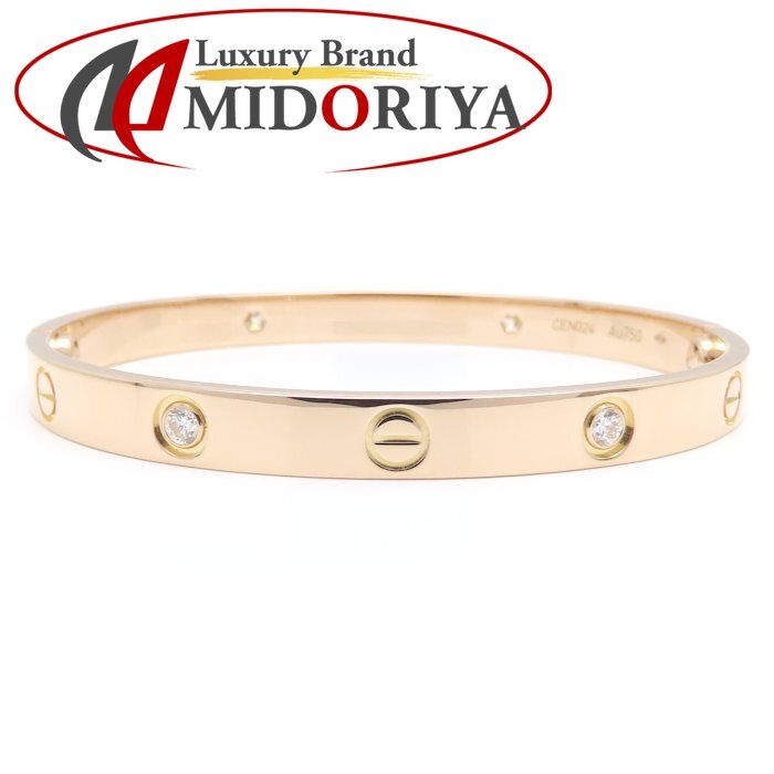 CARTIER カルティエ ラブ ブレス バングル ハーフダイヤモンド 4P #18 K18PG ピンクゴールド レディース/295501【中古】【BJ】