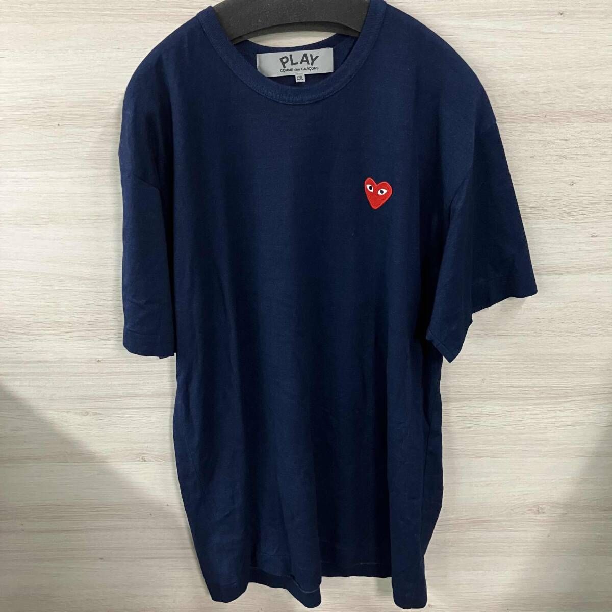 PLAY COMME des GARCONS 製品染めハートパッチカットソー サイズXXL ネイビー プレイコムデギャルソン 9,660円