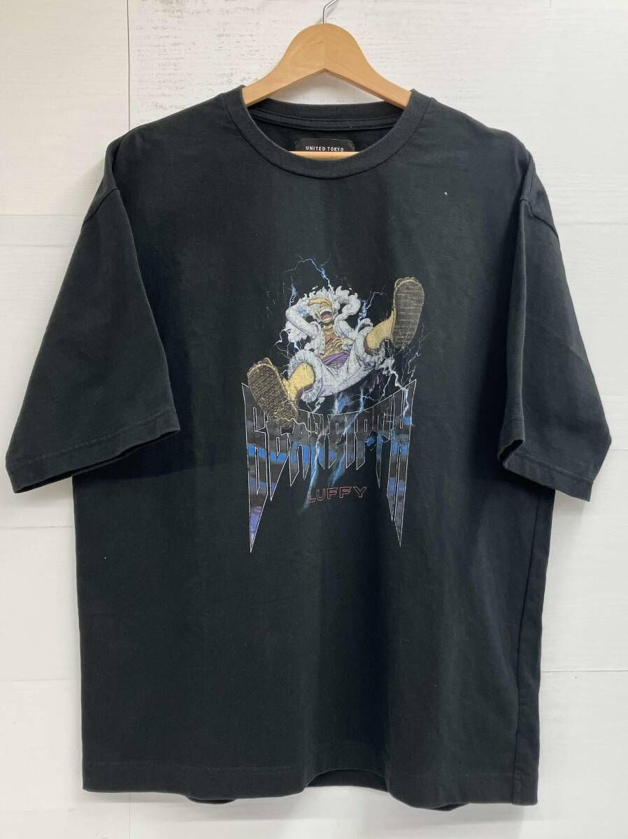 UNITED TOKYO ユナイテッドトウキョウ 半袖Tシャツ サイズ1 Lサイズ相当 アニメT ワンピース ルフィ 日本製 ブラック 133422003 サブカル