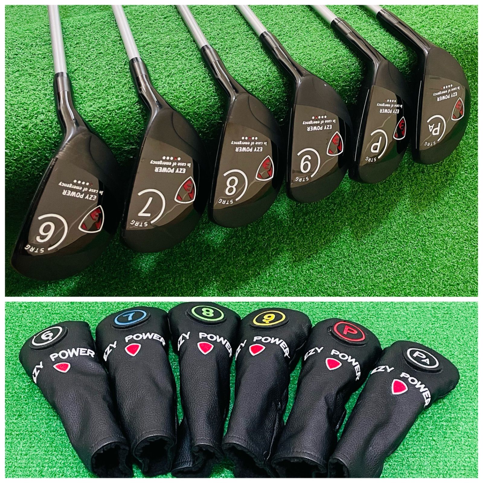 0026 EZY POWER イージーパワー シニアゴルフ研究所 ストロング ユーティリティ アイアン6本セット ヘッドカバー付き 6.7.8.9.P.PA
