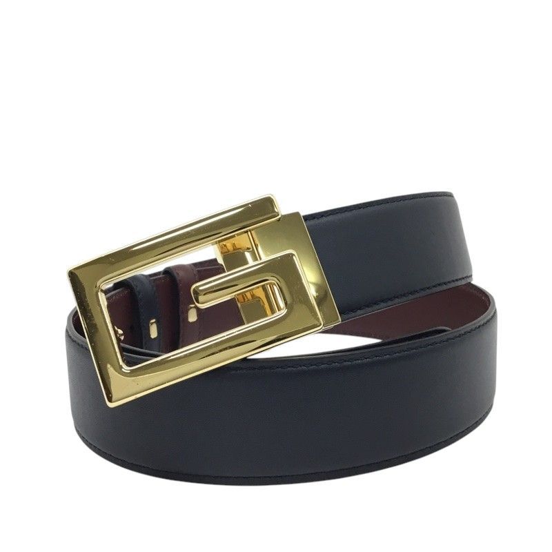 GUCCI【グッチ】スクエア　Gバックルベルト　ファッション小物　メンズ　573156　ネイビー系　90・36サイズ【中古品/USED-AB】質屋　かんてい局那覇店　ｎ3102692927300020