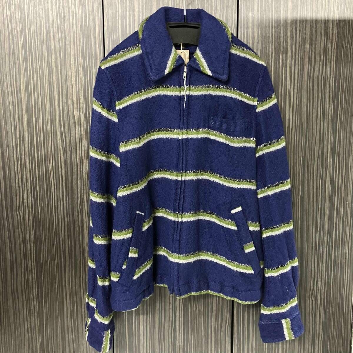 04AW COMME des GARCONS HOMME PLUS ジャケット 縮絨ジップウールブルゾン Mサイズ ブルー PN-J069 コムデギャルソンオムプリュス