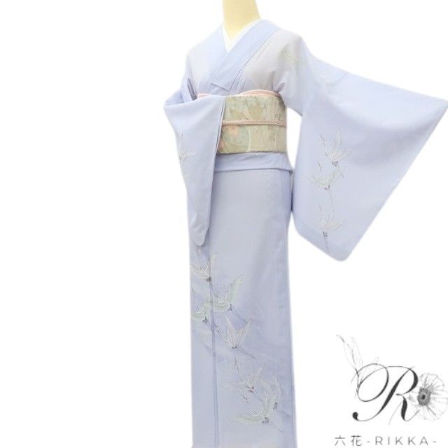 六花-RIKKA- 洗える夏着物 誂えポリエステル 絽❀透明感の中の飛翔❀鶴 六花-RIKKA- 洗える夏着物 誂えポリエステル 絽❀透明感の中の飛翔❀鶴