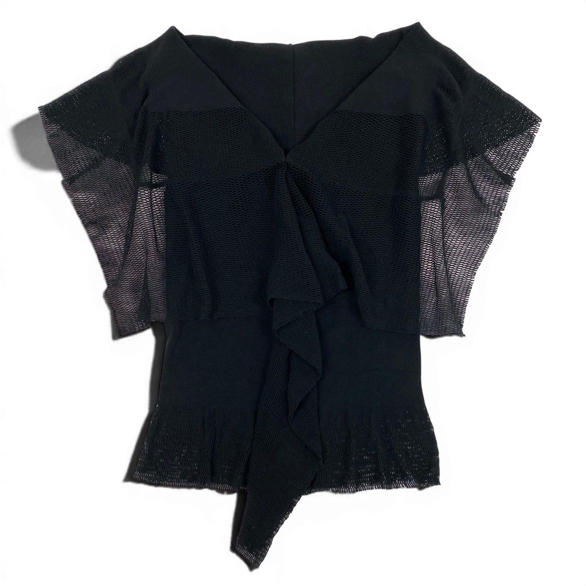 Ae14 【美品】 ISSEY MIYAKE FETE イッセイミヤケフェット ノースリーブ メッシュカットソー トップス ストレッチ IF82KK006 サイズ2 ブラック レディース 女性服k02i