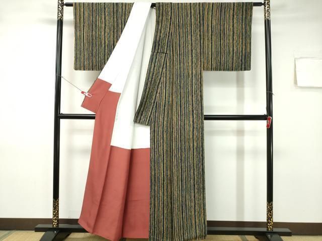 ❤️お姫様正絹小紋　鬼シボ縮緬　新品保管品　新品畳紙付き　着物のみ MO-00846 上質な小紋 縞 鬼しぼ縮緬 正絹 逸品 未使用 - メルカリ