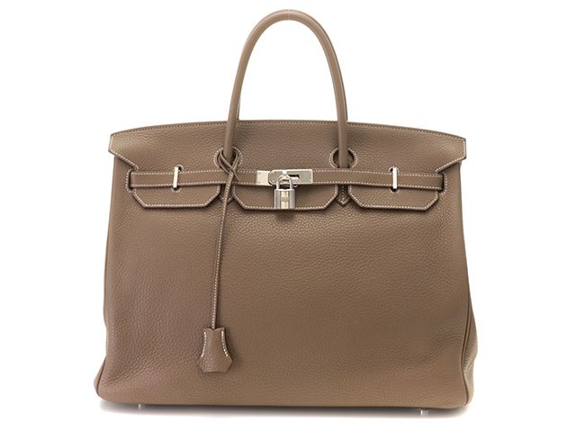 HERMES エルメス バッグ バーキン40 エトゥープ/SV シルバー金具 内縫い ハンドバッグ トゴ エトゥープ □N(2010年)刻印 ユニセックス【中古】【431】