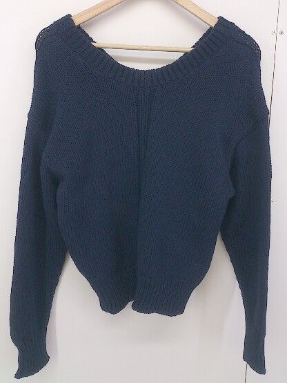 ◇ BABYLONE バビロン Vネック ニット 長袖 セーター サイズ F ネイビー レディース 【中古】 【1203310005829】