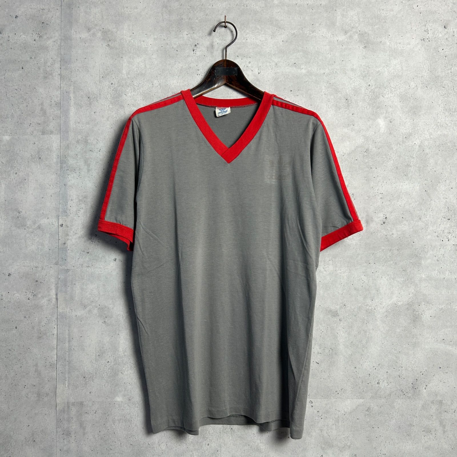 80s adidas USA製 リンガーt ヴィンテージTシャツ 染み込みプリント 50/50