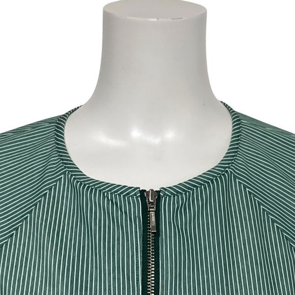 ◇ シー C＋ ジップアップブルゾン ジャケット 七分袖 ノーカラー 