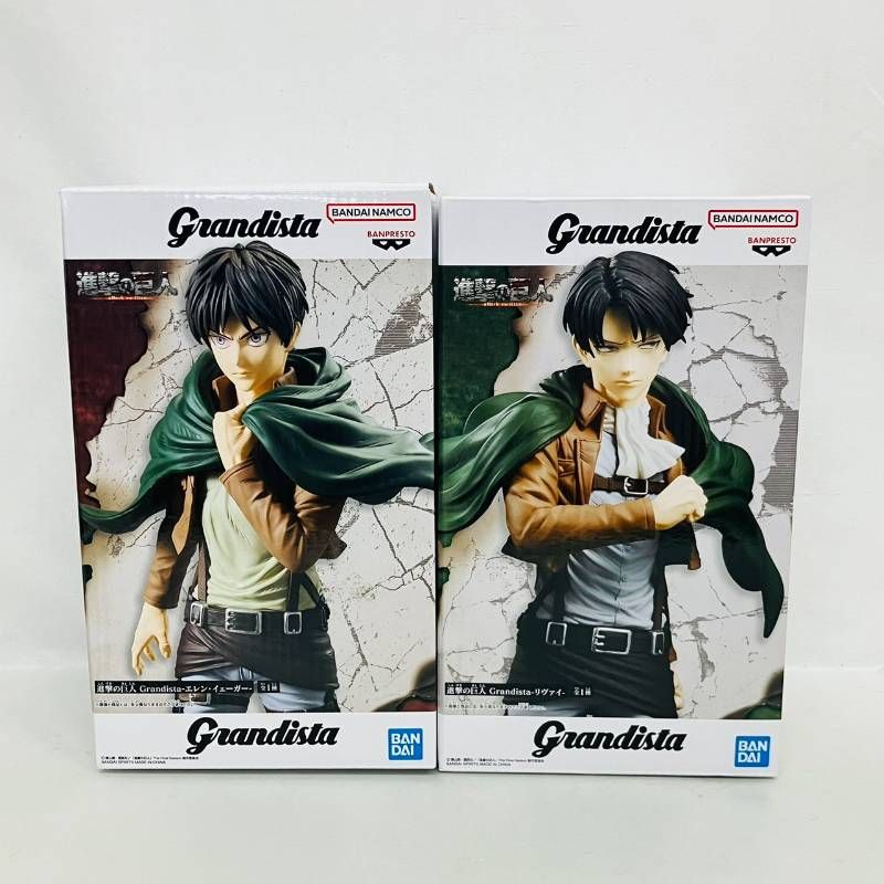 も*ン様 進撃の巨人 Grandista リヴァイ エレン フィギュア 4体セッ 進撃の巨人 Grandista リヴァイ エレン プライズ フィギュア 4個