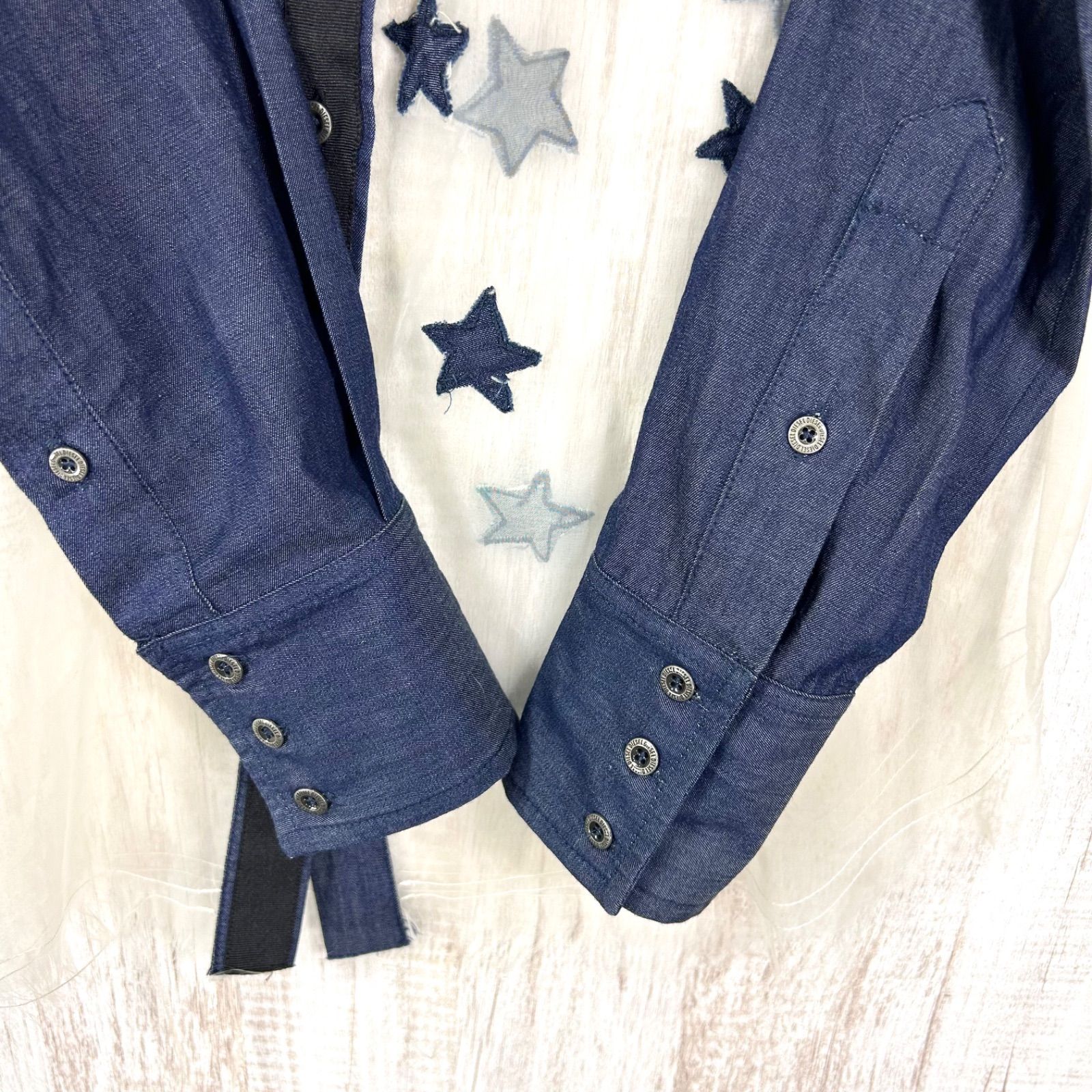 00s DIESEL ALL STAS ディーゼル 星刺繡 スター デニム シースルー 異 