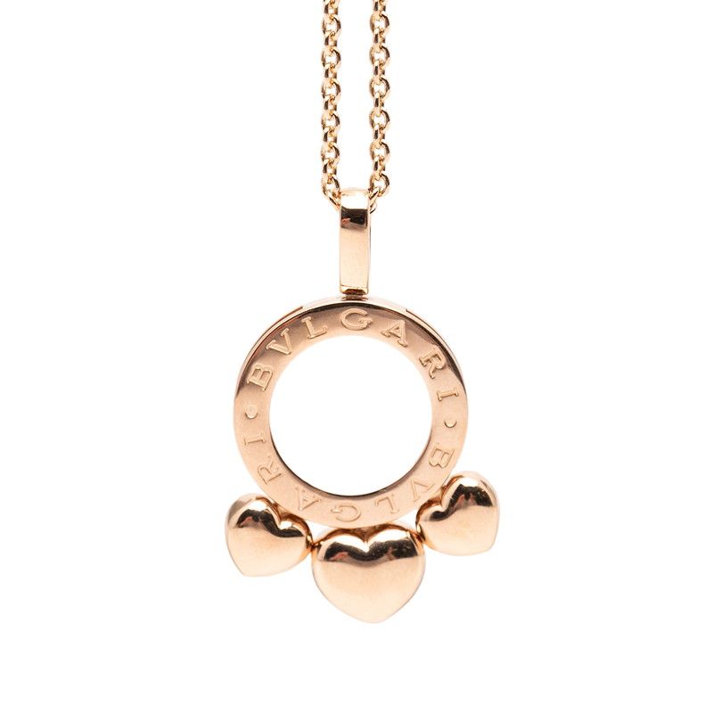 ブルガリ アレーグラ ハート チェーン ペンダント ネックレス K18PG ピンクゴールド レディース BVLGARI【1-0267028】