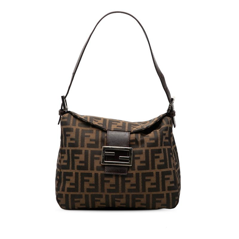 フェンディ ズッカ マンマバケット ショルダーバッグ ワンショルダー 26426 ブラウン キャンバス レザー レディース FENDI【1-0267342】