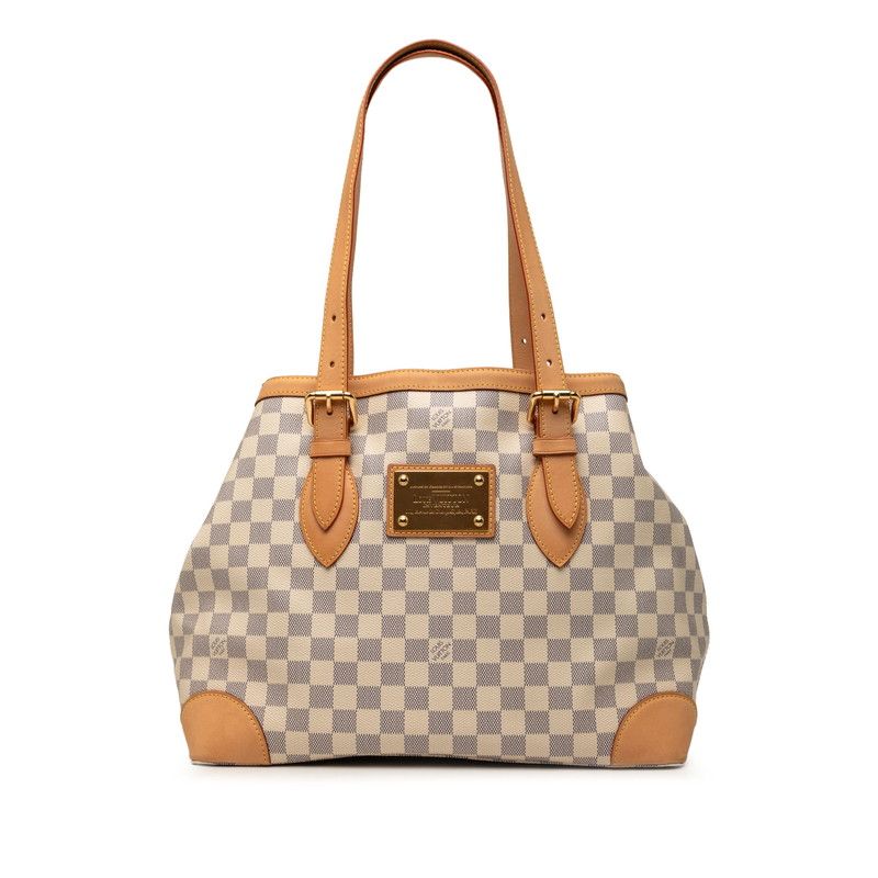 ルイ ヴィトン ダミエ アズール ハムステッドMM トートバッグ ショルダーバッグ N51206 ブラウン PVC レザー レディース LOUIS VUITTON【1-0268054】