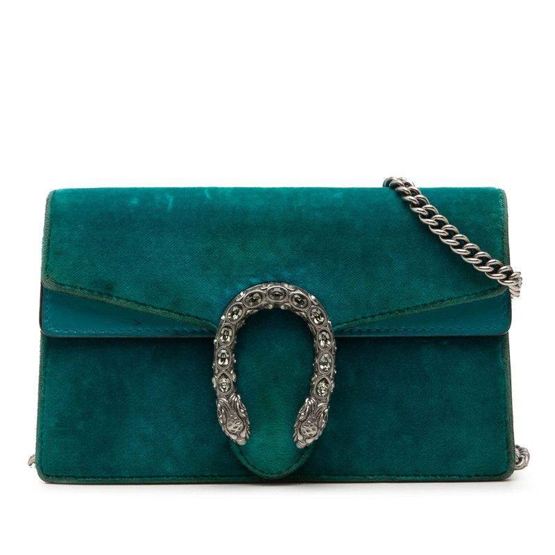 グッチ ディオニュソス 斜め掛け チェーン ショルダーバッグ 476432 ブルー系 ベルベット レディース GUCCI【1-0268669】