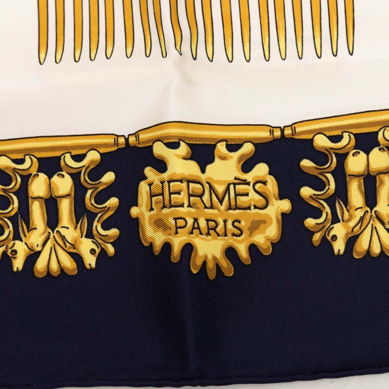 エルメス カレ90 LES CAVALIERS D'OR 黄金の騎士 スカーフ ネイビー