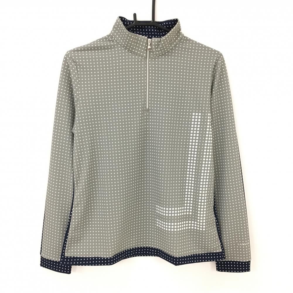 【新品】ランバンスポール 長袖ハイネックシャツ カーキ×ネイビー レディース 42(XL) ゴルフウェア 2025年モデル LANVIN SPORT