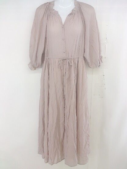 ◇ mystic ミスティック パフスリーブ 七分袖 膝下丈 ワンピース サイズF ピンクベージュ レディース 【中古】 【1207040000567】