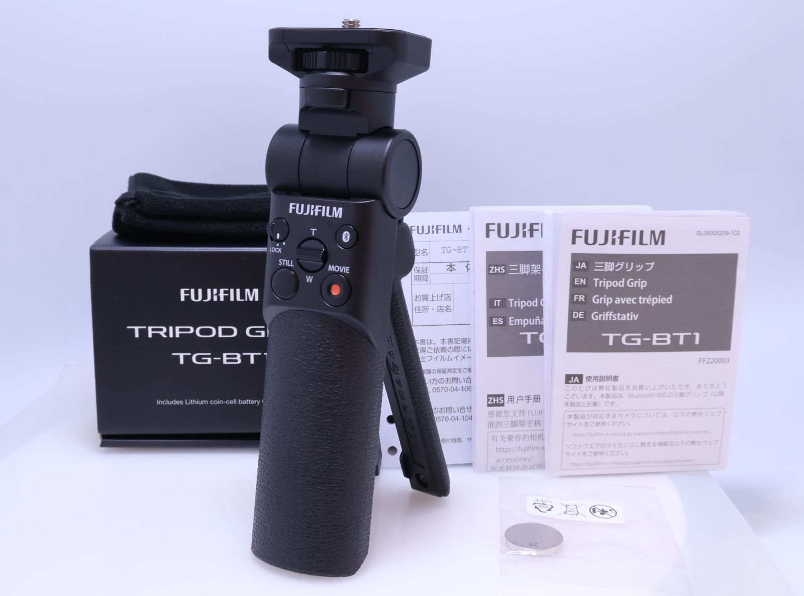 【ほぼ新品】FUJIFILM TG-BT1 ブラック リモート撮影機能付ハンドグリップ(兼)三脚 自分撮り ローアングル撮影 グループ撮影 テーブルフォト 防塵防滴耐低温