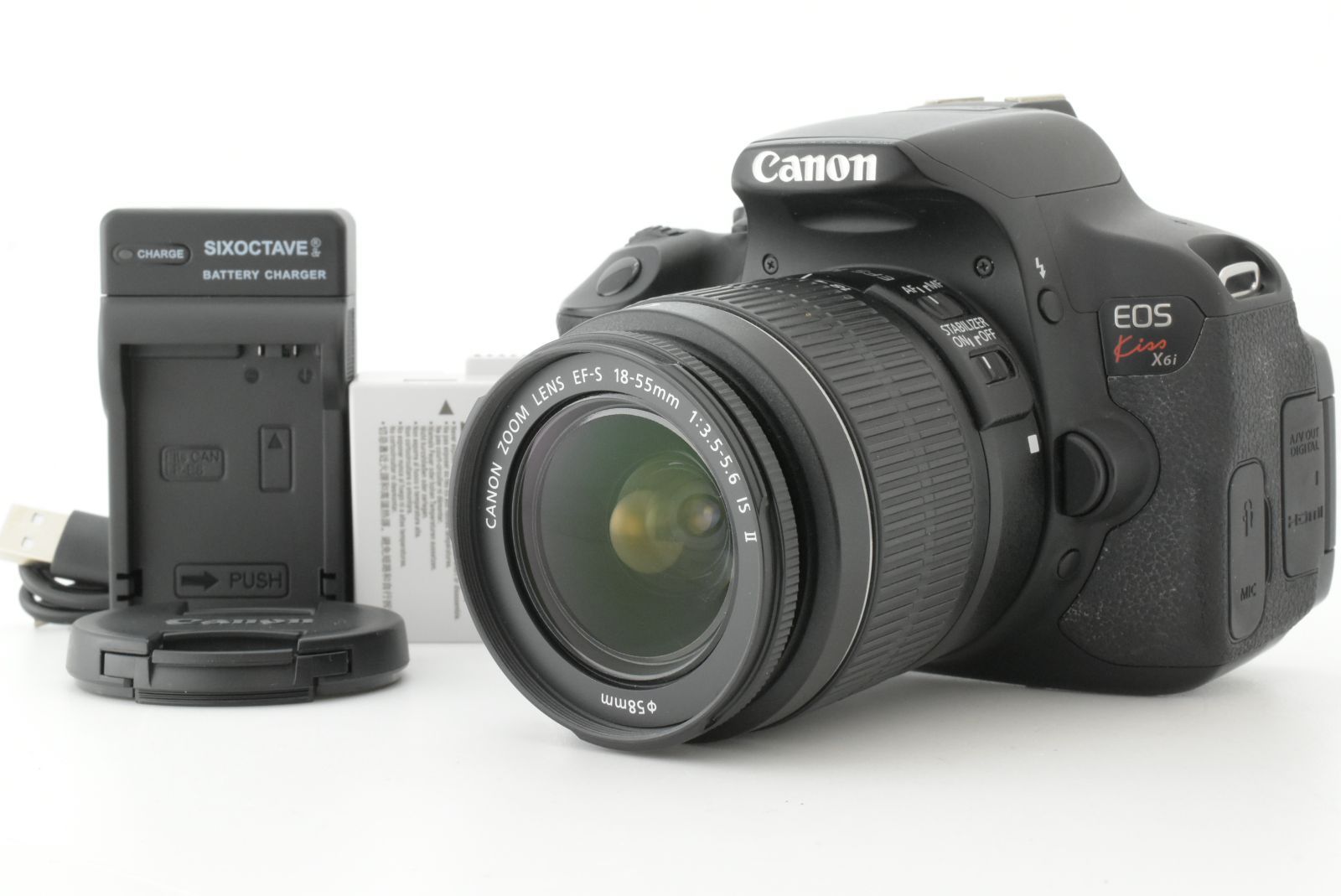 【美品 シャッターカウント23304回】 Canon EOS Kiss X6i + EF-S 18-55mm F3.5-5.6 IS II キャノン デジタル一眼レフカメラ (EF-TN-JP2284)