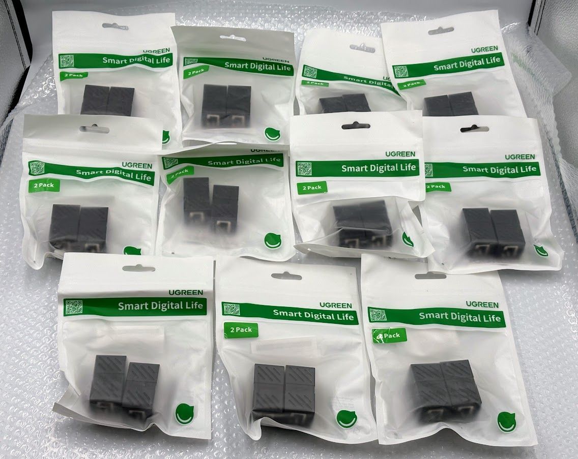 UGREEN RJ45 LAN延長コネクタ｜メス-メス｜Cat7/Cat6対応｜ギガビット対応｜LAN中継アダプター｜ブラック｜10個セット｜新品