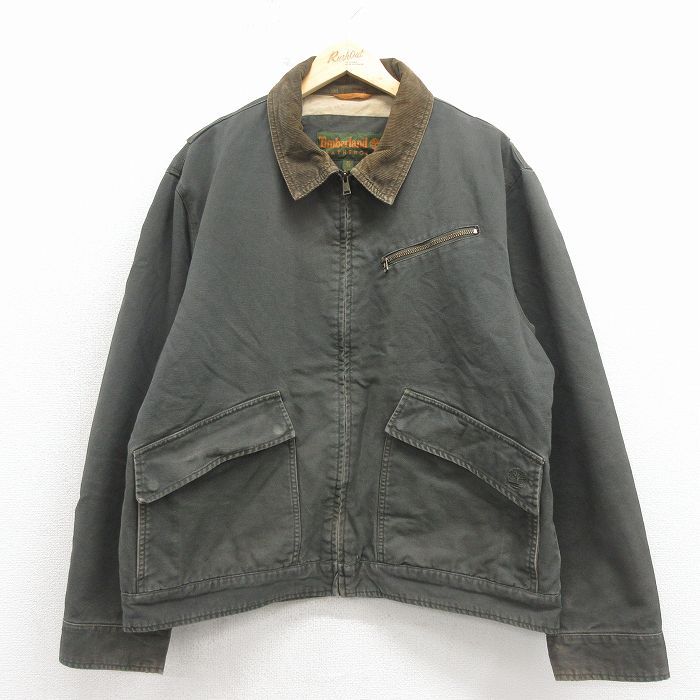 XL/古着 ティンバーランド 長袖 ジャケット メンズ 90年代 90s ダック地 大きいサイズ コットン 濃グレー【spe】 26apr17