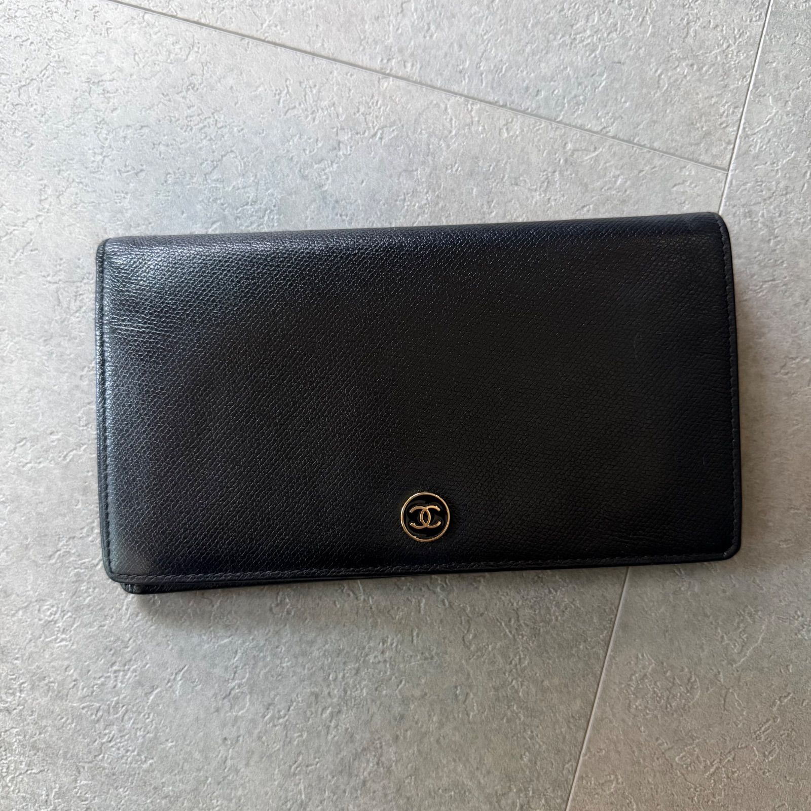 美品 CHANEL シャネル ココボタン ココマーク 二つ折り長財布 ブラック 
