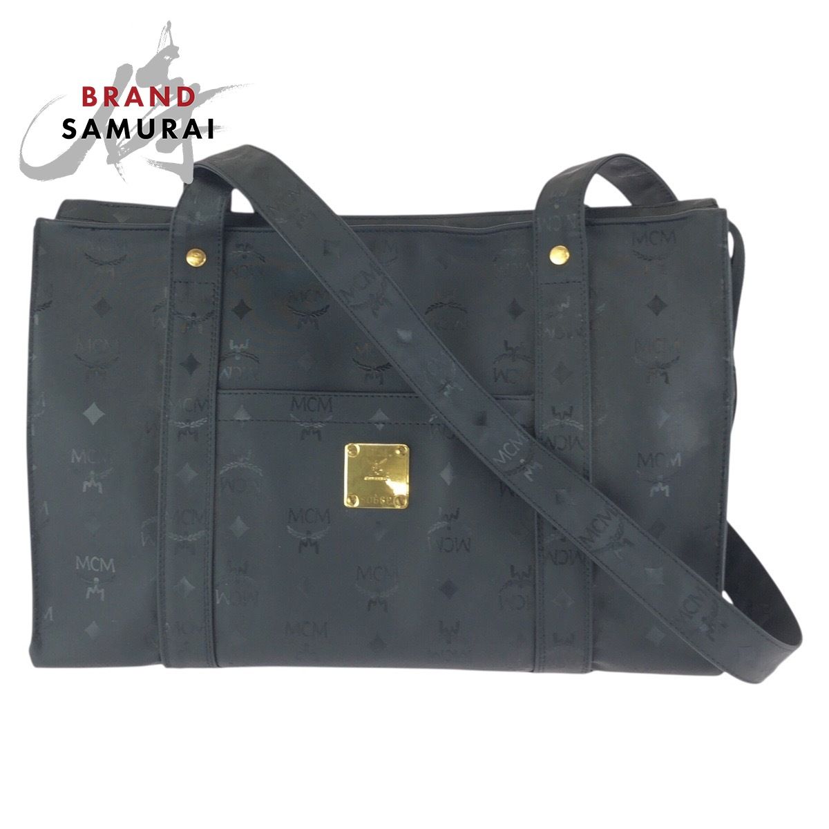 MCM エム シー エム ヴィンテージ ヴィセトス ブラック 黒 ゴールド金具 ナイロン ショルダーバッグ トートバッグ レディース 602318【中古】