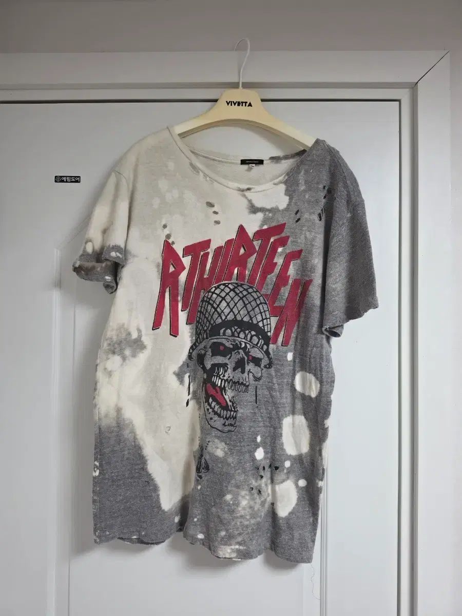 R13 スカル プリンティング パンク Tシャツ