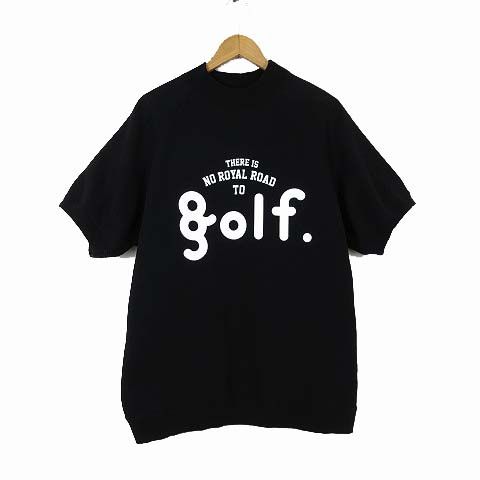 エイジシュート 8g shoot 希少 25SS MOCK NECK S/S SWEAT SHIRT ゴルフウエア 半袖 スウェット シャツ トップス モックネック ロゴ プリント XL 黒 ブラック 美品 8G25-012 窪塚洋介